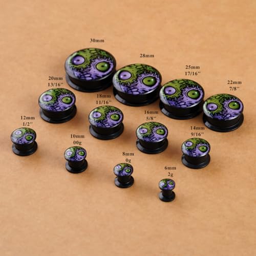 2PCS Acrylic Solid Screw On Ear gauges Art Oil Painting The Scream Epoxy Allergy Free Ear Plugs and Tunnels Stretcher For Women Men Body Piercing Jewelry - size: 14 mm