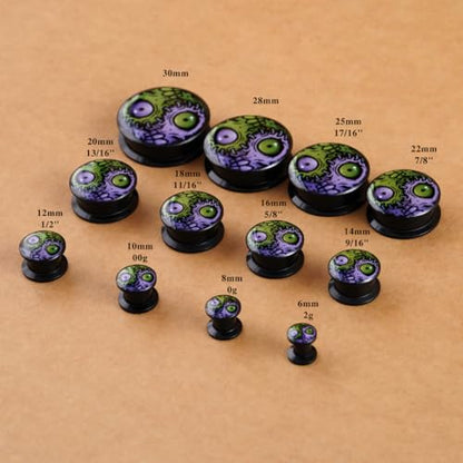 2PCS Acrylic Solid Screw On Ear gauges Art Oil Painting The Scream Epoxy Allergy Free Ear Plugs and Tunnels Stretcher For Women Men Body Piercing Jewelry - size: 6 mm