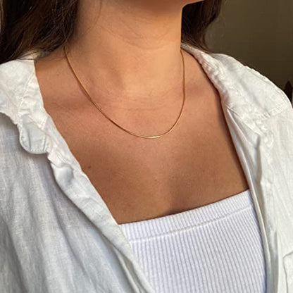 CHESKY Gold Necklace for Women 14K Plated/S925 sterling silver Snake Chain | Dainty Gold Necklace,Thin Chunky Chain,Simple Choker Necklaces for Women,Non tarnish Trendy Jewelry, Gifts for Women - color: gold, style: 1.5mm 16.5 inch snake