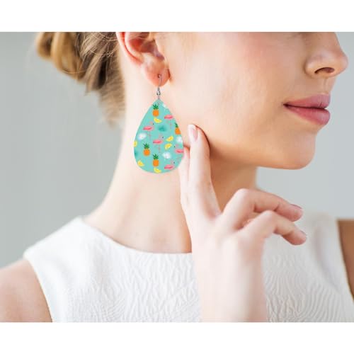 Flamingos Leather Teardrop Earrings For Women Cartoon Pineapple Bird Pink Flamingos Western Earrings For Friends Gift Drop Dangle Earrings - color: Flamingos
