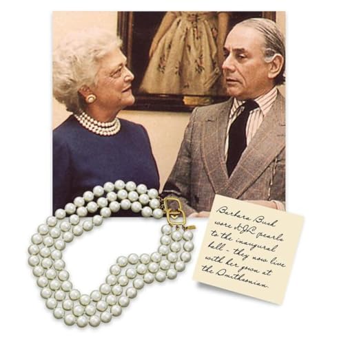 Kenneth Jay Lane Pearl Necklaces Worn By First Ladies - style: Barbara Bush (Gold Clasp)