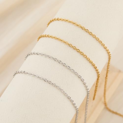 SMYHTGLIF Total 65.6 Feet Gold & Silver Jewelry Making Chains 2 Rolls Chain | Stainless Steel Chain for Jewelry Making Thin Oval Cable Chain Craft Chain Bulk Permanent Jewelry Findings - size: 2.6×2mm