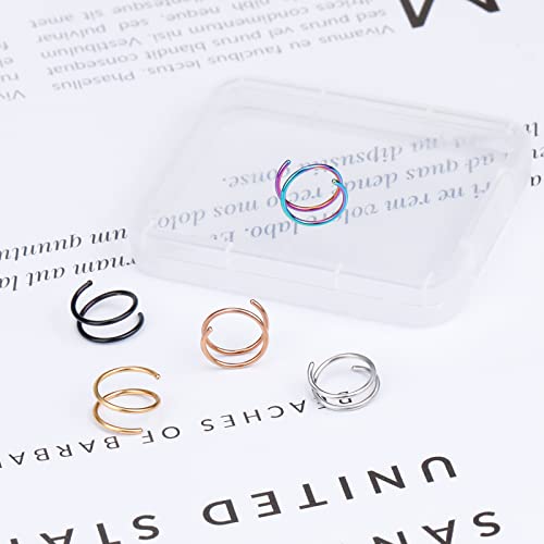 20G Double Nose Ring Hoop for Single Piercing - 2-36 Pcs Jewelry for Women - color: 5 color