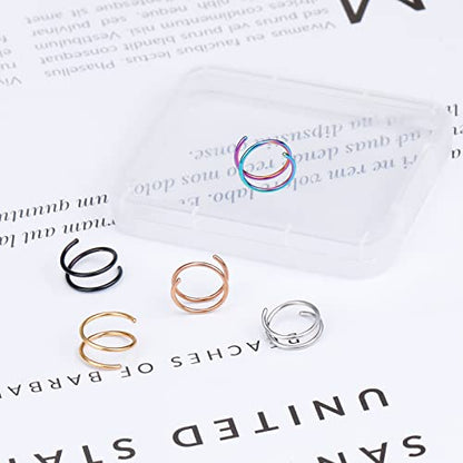20G Double Nose Ring Hoop for Single Piercing - 2-36 Pcs Jewelry for Women - color: 5 color