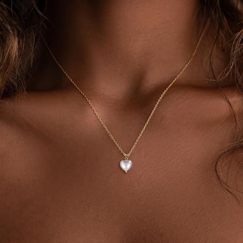Charm Necklaces for Women,14k Gold Plated Waterproof Dainty Choker Necklace Summer Seashell Pearl Beach Cute Necklaces Set Fashion Jewelry Gift - style: Pearl 5