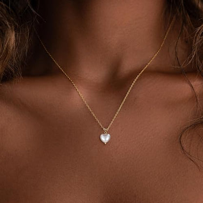 Charm Necklaces for Women,14k Gold Plated Waterproof Dainty Choker Necklace Summer Seashell Pearl Beach Cute Necklaces Set Fashion Jewelry Gift - style: Pearl 5