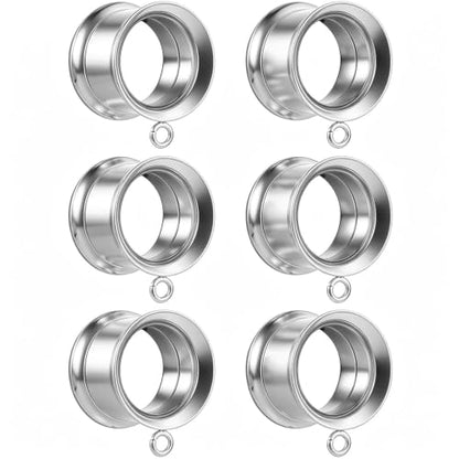 LADEMAYH 3 Pairs DIY Ear Tunnels, Surgical Steel Dangle Gauges Accessory | Free Jump Rings, Threaded Double Flared Plugs, 316L Stainless Steel, Hypoallergenic, DIY Custom Hanging Charms, 2g-1" - color: #6009 Silver, size: 0g(8mm)