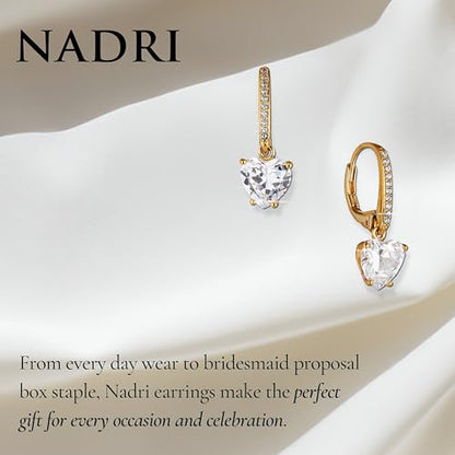 NADRI Cushion Cut CZ Leverback Earrings - color: Heart - Gold