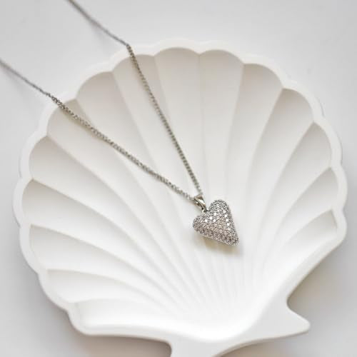 Rnivida Small Cz Pave Puff Heart Necklace for Women - color: L Heart - Silver