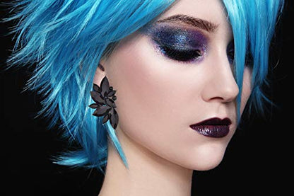 80s Funky Punk Rock Spiky Starburst Angel Wings Oversized Colorful Stones Studded Candy Cluster Women Statement Stud Earrings - color: Jet Black