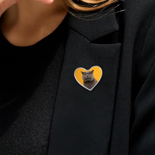 Custom Pins with Logo - Customized Buttons for men Women Customized pin - color: Heart and Silver