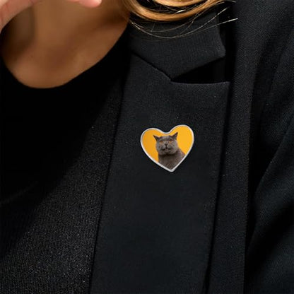 Custom Pins with Logo - Customized Buttons for men Women Customized pin - color: Heart and Silver