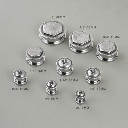 Stainless Steel Ear Gauges Flesh Plugs and Tunnels Piercing Expander, Sun and Moon Matched Stretchers. - color: S8666G, size: 25 mm