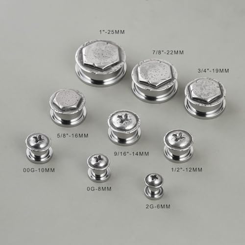 Stainless Steel Ear Gauges Flesh Plugs and Tunnels Piercing Expander, Sun and Moon Matched Stretchers. - color: S8666G, size: 10 mm