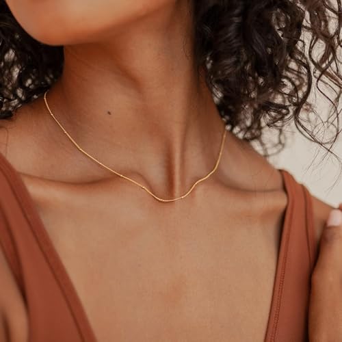 CONRAN KREMIX Waterproof Gold Necklace Layered Necklaces for Women Non Tarnish,14k Gold Plated Stainless Steel Dainty Stack Thin Chain Necklace Set for Women Gifts Jewelry - color: Gold-07