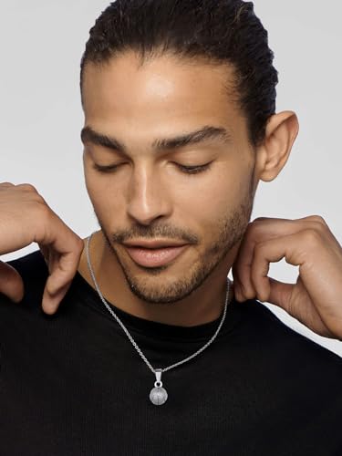 GOLDCHIC JEWELRY Sport Necklaces for Men Teen, Football Baseball Soccer Basketball Softball Necklaces with Stainless Steel Chain Athlete Jewelry Sports Fan Gift - color: Basketball Pendant-Steel, style: NO Engraving