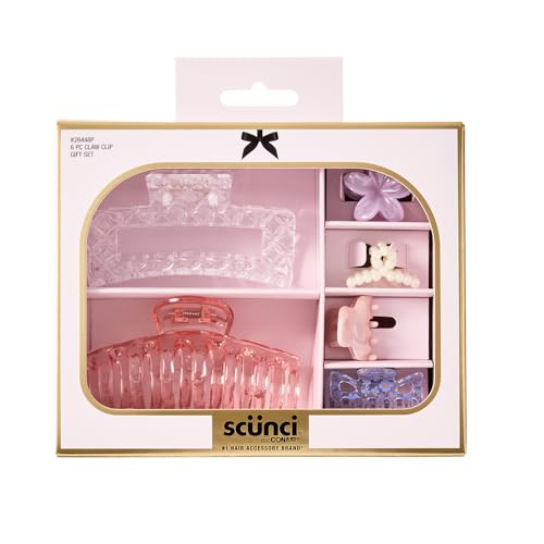 Scunci by Conair 6pk Pastel Gift Set - Claw Clips - Assorted Colors and Styles - color: Assorted 1, size: 6 Count (Pack of 1)