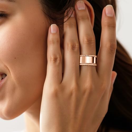 2-Pack 14K Gold Plated Stacking Rings for Oura Ring Gen 5/4/3 | Cubic Zirconia，oura ring stack accessories，Diamond Rings for Women - color: Rose Gold