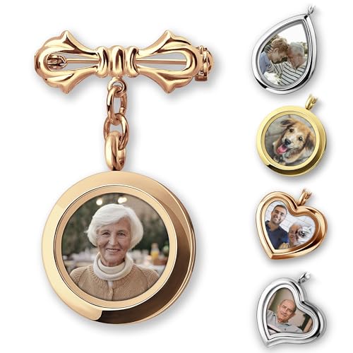 Personalized Photo Wedding Bouquet Charm, Double Sided Round Glass Photo Locket Pendant Pin Brooch, Handmade Memorial Picture Frame Bridal Shower Gift For Bride & Groom - color: Round Small - Rose Gold