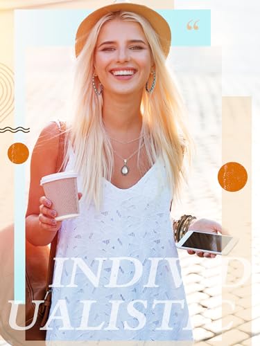 Ecally Bohemian Western Jewelry Turquoise Set Women Country Pendant Long Choker Layered Bracelets Earrings Ring for Women - color: Turquoise, style: Classic