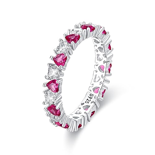 KUNSIR 925 Sterling Silver Rings Classic Cubic Zirconia Eternity Promise Statement Anniversary Wedding Bands Engagement Rings for Women Infinity Forever Love Ring Size 7-9 - style: Love Ring