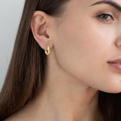 14K Gold Earrings for Women Gold Filigree/Celtic Huggie Earrings Jewelry Easter Mothers Day Gifts for Mom Girlfriend - style: Zircon