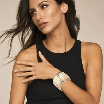 YMBYCM Gold Chunky Bangle Bracelets for Women | Trendy Wide Chunky Cuff Bracelets Wrap Bracelet Fashion Jewelry Accessories - color: F-G