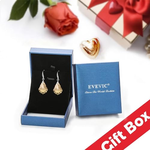 Austrian Crystal Baroque Teardrop Dangle Earrings for Women | 14K Gold-Plated,Hypoallergenic,Brilliant Facets,Fluid Movement,Easy-Wear Fishhook Fit,For Daily Wear And Special Occasions - color: Light Topaz