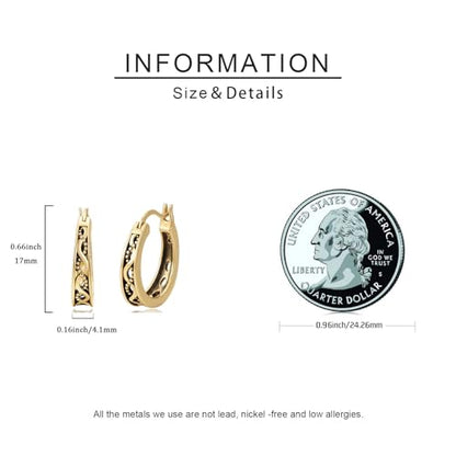14K Gold Earrings for Women Gold Filigree/Celtic Huggie Earrings Jewelry Easter Mothers Day Gifts for Mom Girlfriend - style: Infinity