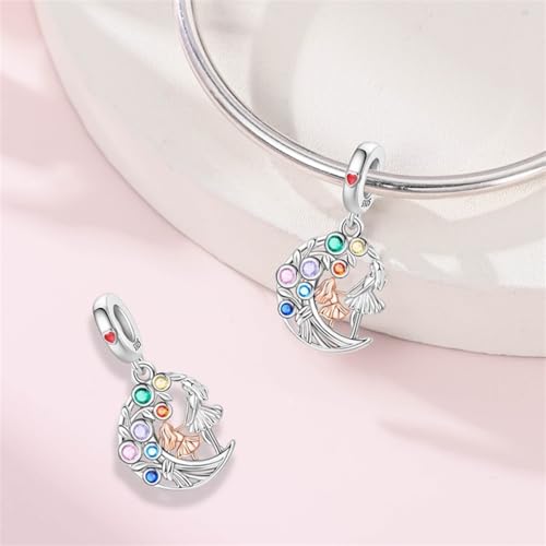 S925 Sterling Silver Cute Bead Charm for Pandora Bracelets and Necklaces | Lucky Clover Cute Animal Pink Bow Cherry Butterfly Pendant Bead Charms Jewelry Making Gifts for Women Valentines Mother's Day - style: Mother's Love Dance Charm
