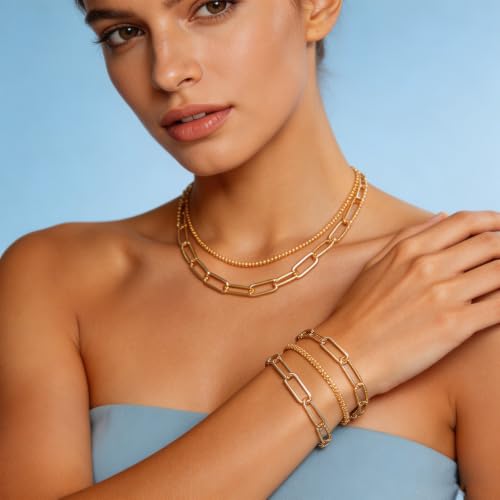Necklace Bracelet for Women, Chocker Necklace, Crystal Bracelet Jewelry Set for Women, Wedding Jewelry for Bride, Sparkly Party Prom Hypoallergenic - color: Gold