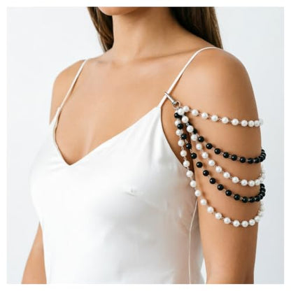 1Pcs Pearl Bra Straps Jewelry,Adjustable Bra Shoulder Chain,Pearl Lingerie Straps,Wedding Bridal Dress Underwear Chain for Women Backless Party - color: Colorful