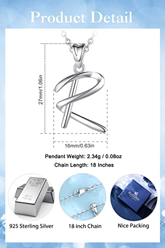 EUDORA Sterling Silver Initial Necklaces for Women, Classic 26 Letter Neckless Gifts for Girls, Sister, Mother Daughter, 18 inch Chain - style: R