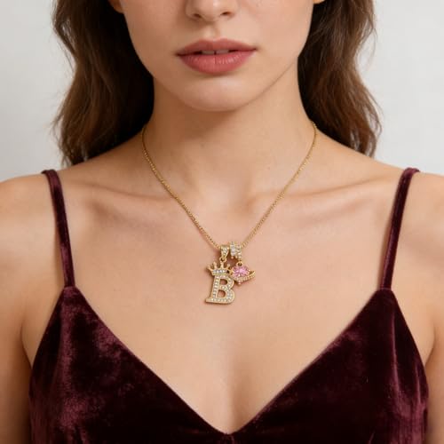 18K Gold & Silver Plated Initial Necklaces for Women - color: B-Gold