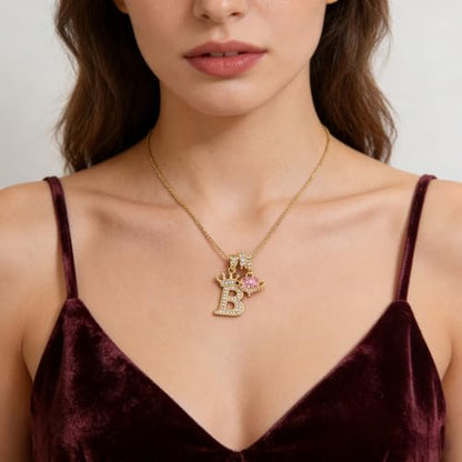 18K Gold & Silver Plated Initial Necklaces for Women - color: B-Gold