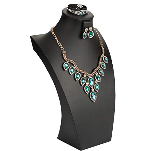 Jewelry Bust,Necklace Bust Jewelry Displays for Shows,Black Leather Bust for Jewelry Display,Jewelry Stand for Necklace,Bracelets,Earrings,Rings (H16.3inch) - size: H16.3inch