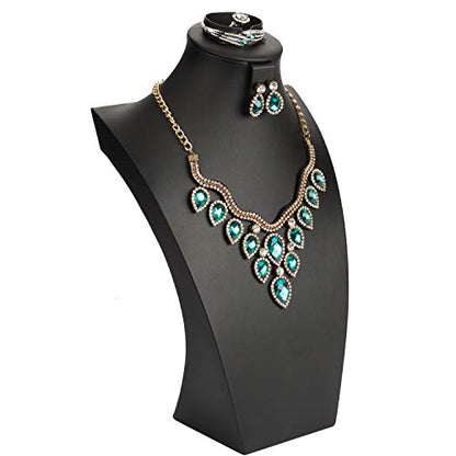 Jewelry Bust,Necklace Bust Jewelry Displays for Shows,Black Leather Bust for Jewelry Display,Jewelry Stand for Necklace,Bracelets,Earrings,Rings (H16.3inch) - size: H16.3inch
