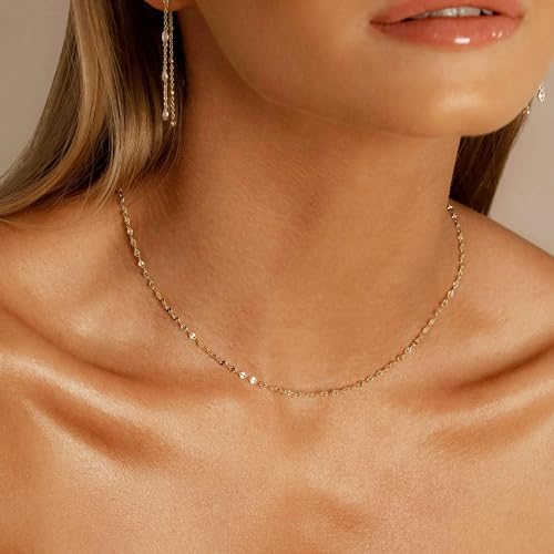 BAYLAY Gold Necklace for Women, Gold Chain for Women | 18K Gold Plated, Dainty Gold Necklace for Women, Necklace Chain, Gold Jewelry, Gifts, Size 16/18/20/22/24/26 Inch - size: 16, style: Lips Chain