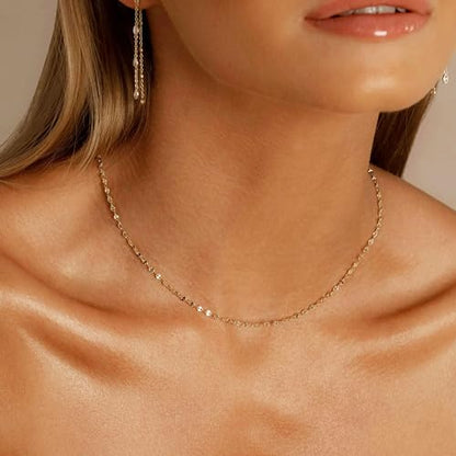 BAYLAY Gold Necklace for Women, Gold Chain for Women | 18K Gold Plated, Dainty Gold Necklace for Women, Necklace Chain, Gold Jewelry, Gifts, Size 16/18/20/22/24/26 Inch - size: 16, style: Lips Chain