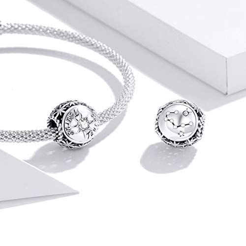Zodiac Sign Charm fit Charms Bracelet 925 Sterling Silver Charm Birthday Charm 12 Constellations Charms For pandora Bracelets - color: Taurus