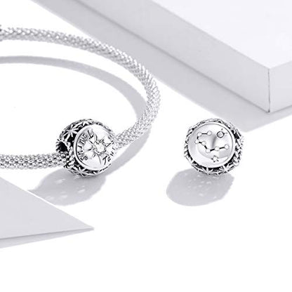 Zodiac Sign Charm fit Charms Bracelet 925 Sterling Silver Charm Birthday Charm 12 Constellations Charms For pandora Bracelets - color: Taurus