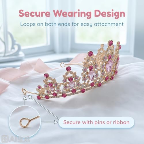 Kamirola - Queen Crown and Tiaras Princess Crown for Women Crystal Headbands for Bridal, Princess for Wedding and Party - color: Rose Pink