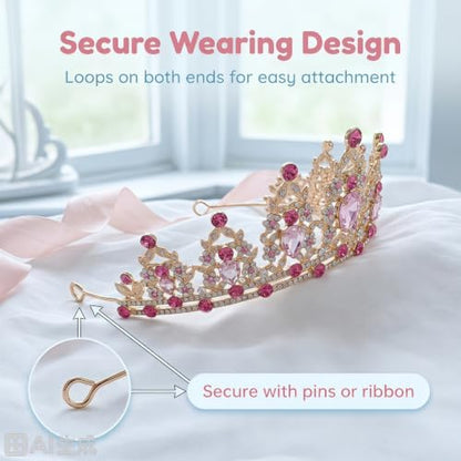 Kamirola - Queen Crown and Tiaras Princess Crown for Women Crystal Headbands for Bridal, Princess for Wedding and Party - color: Rose Pink