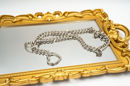 Heart O-ring Slip Chain Necklace For Women, Adjustable | Handmade Cuban Chain with Heart Rings, Adjustable Lariat Y-Necklace Design, Halloween or Christmas Gifting, Avoid Moisture