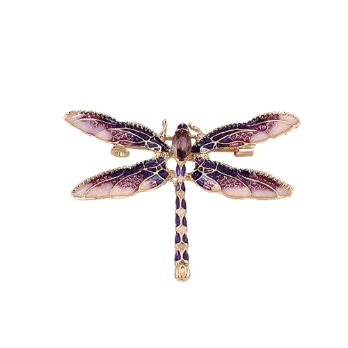 Dragonfly Enamel Brooch for Women Men, Lovely Retro Animal Lapel Pin, Vintage Art Dragonfly Jewelry, Christmas Gift Brooch for Coat Hat Bag - color: Violet