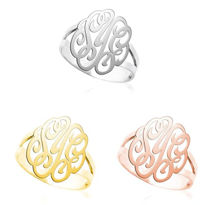 Custom Monogram Ring Personalized Initial Ring Women Men Christmas Valentine Birthday Gift - Gold Silver Rose Gold - color: Monogram Ring