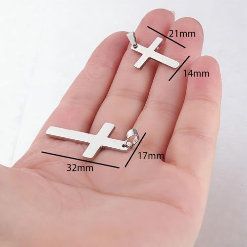 Stainless Steel No Tarnish Cross Pendant Charm Christian Jewelry for Women Men Jewelry Making Necklace Bracelet Silver - style: Small size:14mm*21mm