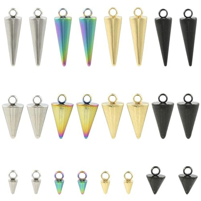 8-64Pcs Silver Goldern Color Heart Pendants Charms 10 Styles Heart Stainless Steel Metal Charms for Jewelry Making Crafting Necklaces Bracelets Earrings Keychains Birthday Gift - color: ConeA-24 pcs