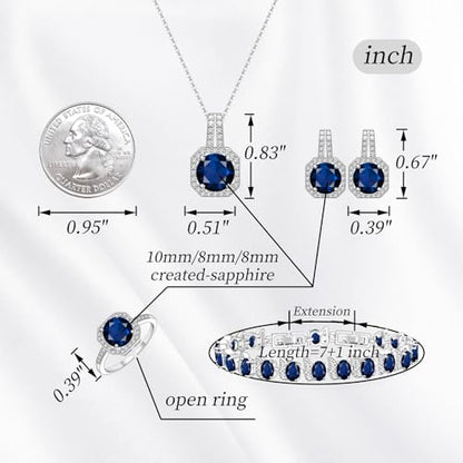 GZWHD Jewelry Set for Women CZ Earrings Necklace Ring Bracelet Set Prom Party Wedding Jewelry Gift for Mother Friend Wife - color: D-Blue