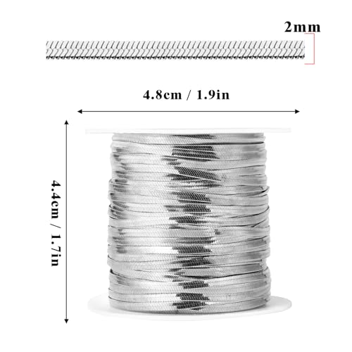 33FT 2mm Stainless Steel Chains Snake Chains Roll Bulk for Jewelry Making | 304 Stainless Steel Flat Snake Chains Roll Spool for DIY Craft Necklace Bracelet - color: 2.0mm Stainless Steel Flat Snake Chains